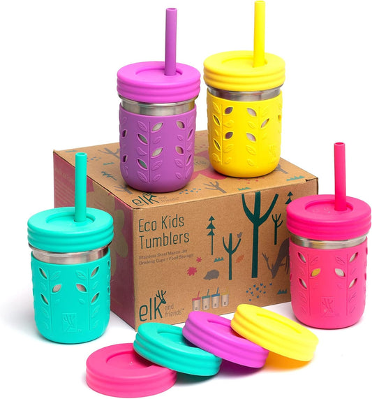 Elk and Friends 10oz Stainless Steel Kids + Toddler Drinking Cups | The Original Mason Jars with