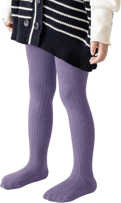 Looching Pack of 5 Toddler Baby Girls Leggings Tights Cotton Cable Knit Stocking Pants Pantyhose for 1-12T
