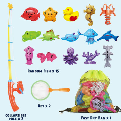 CozyBomB™ Magnetic Fishing Toys Game Set for Kids | Water Table Bathtub Kiddie Pool Party & Pole