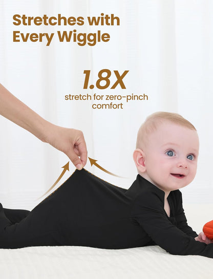 PATPAT Baby Footies Boys Girls - Bamboo Viscose - Zipper & Non-Slip Soles Romper Mitten - Footed & Footless Infant Clothes