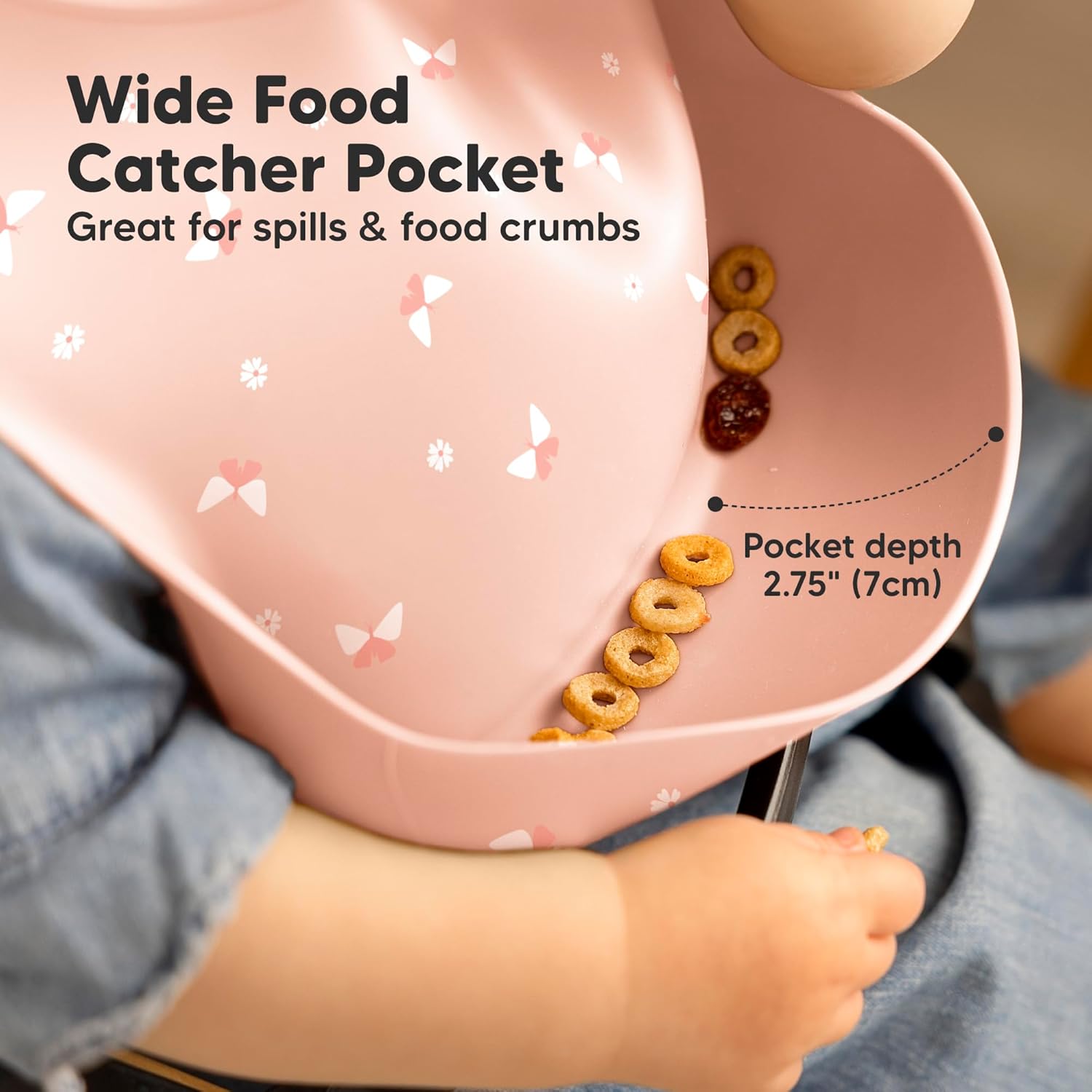 KeaBabies 2-Pack Silicone Baby Bibs for Eating - Sturdy Food-Grade Silicone Bibs for Babies Girl