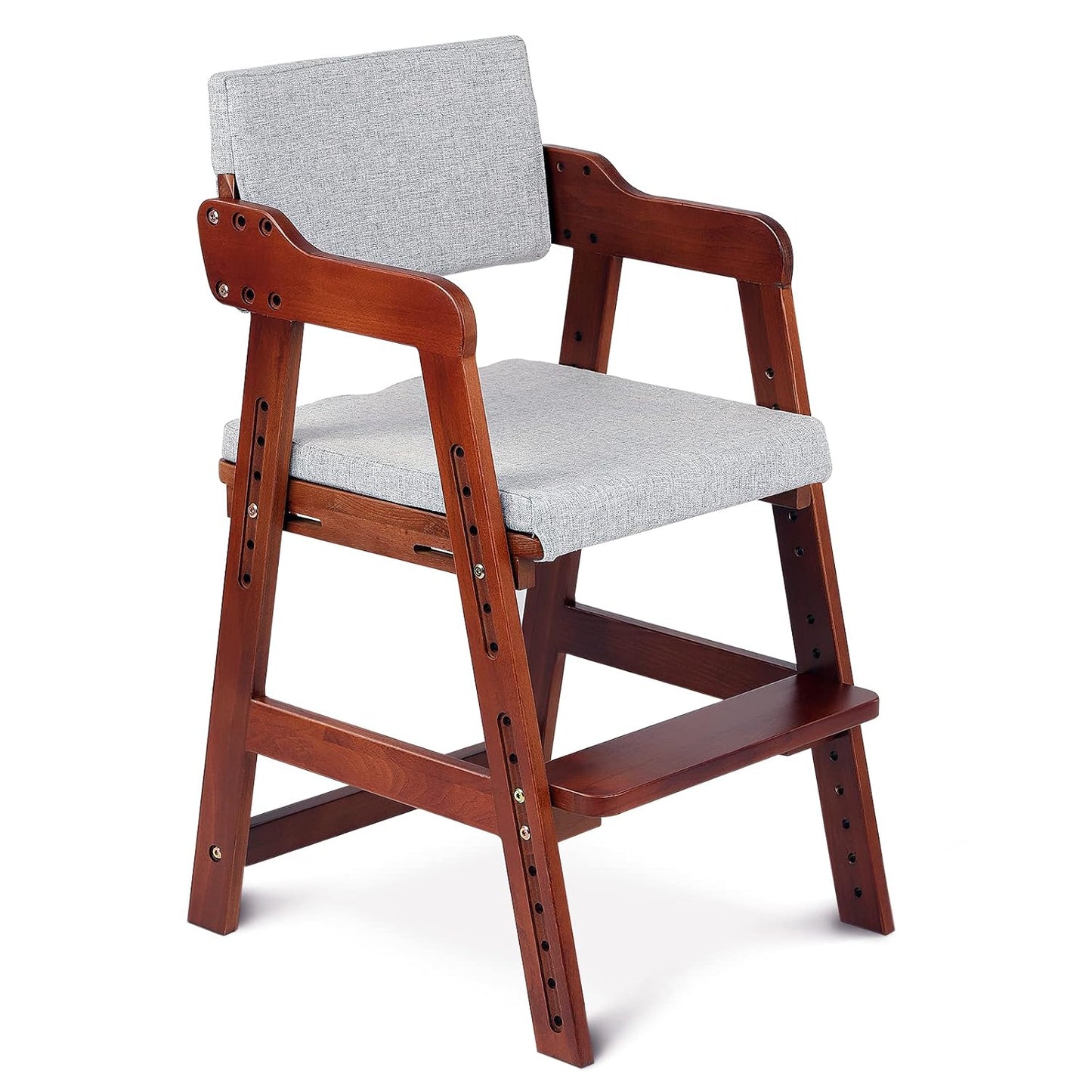 Ezebaby Wooden High Chair for Toddlers to Teens, Adjustable Kids Study & Dining Chair with Steps