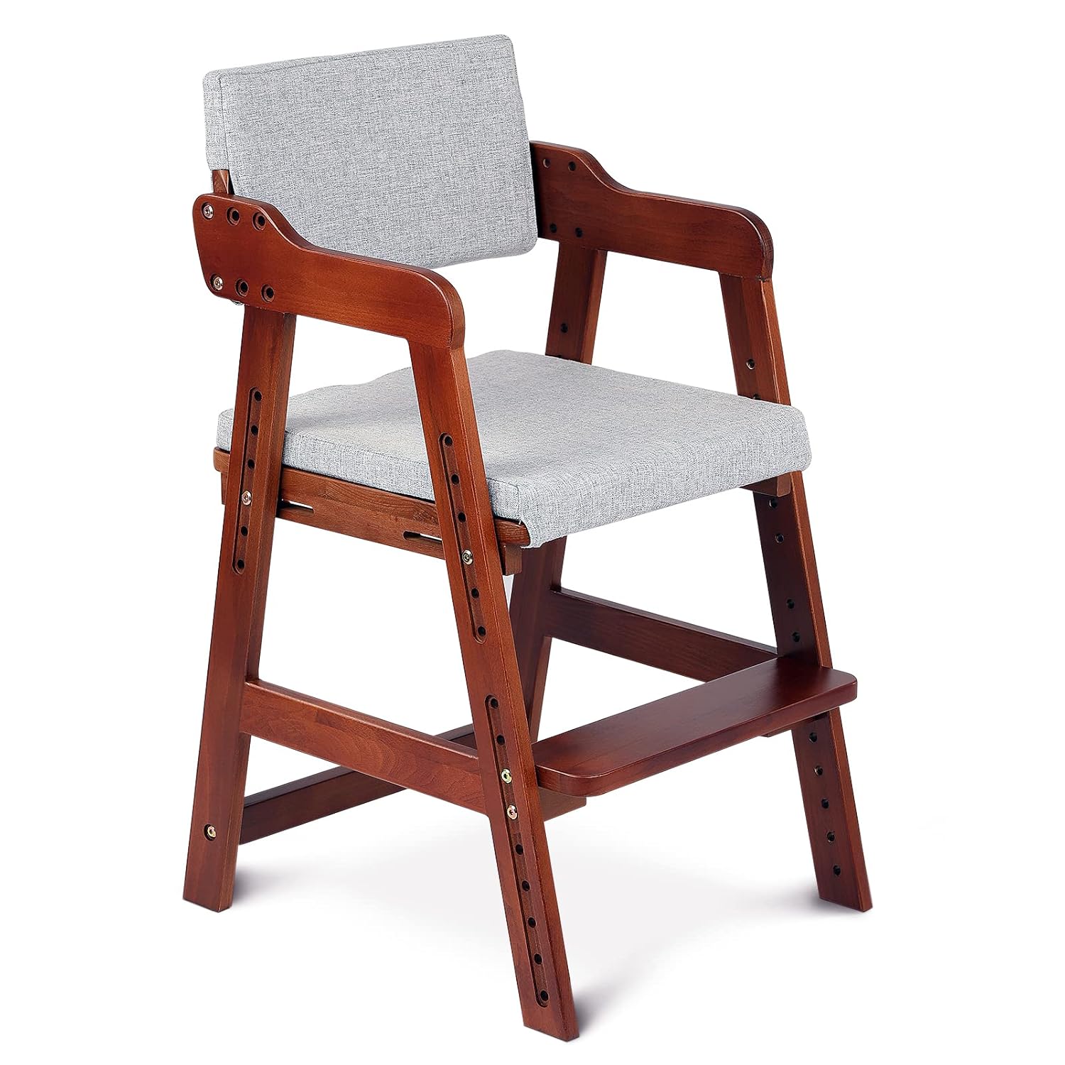 Ezebaby Wooden High Chair for Toddlers to Teens, Adjustable Kids Study & Dining Chair with Steps