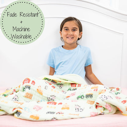 LollyBanks Muslin Baby Blanket 100% Organic Cotton, Muslin Quilt Lightweight, 6 Layers Soft Blanket