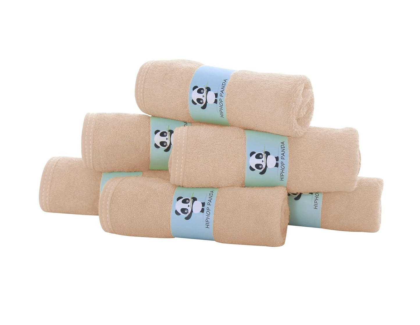 HIPHOP PANDA Baby Washcloths, Rayon Made from Bamboo - 2 Layer Ultra Soft Absorbent Newborn Bath Face Towel - Reusable Baby Wipes for Delicate Skin - Brown, 30 Pack