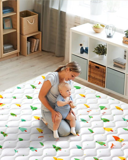 Odorless Premium Foam Baby Play Mat 79" x 71", Soft Microfiber Fabric Crawling Mat for Floor- Comfortable and Hypoallergenic, Non-Slip Cushioned Floor Playpen mat for Infants,Babies,Toddlers