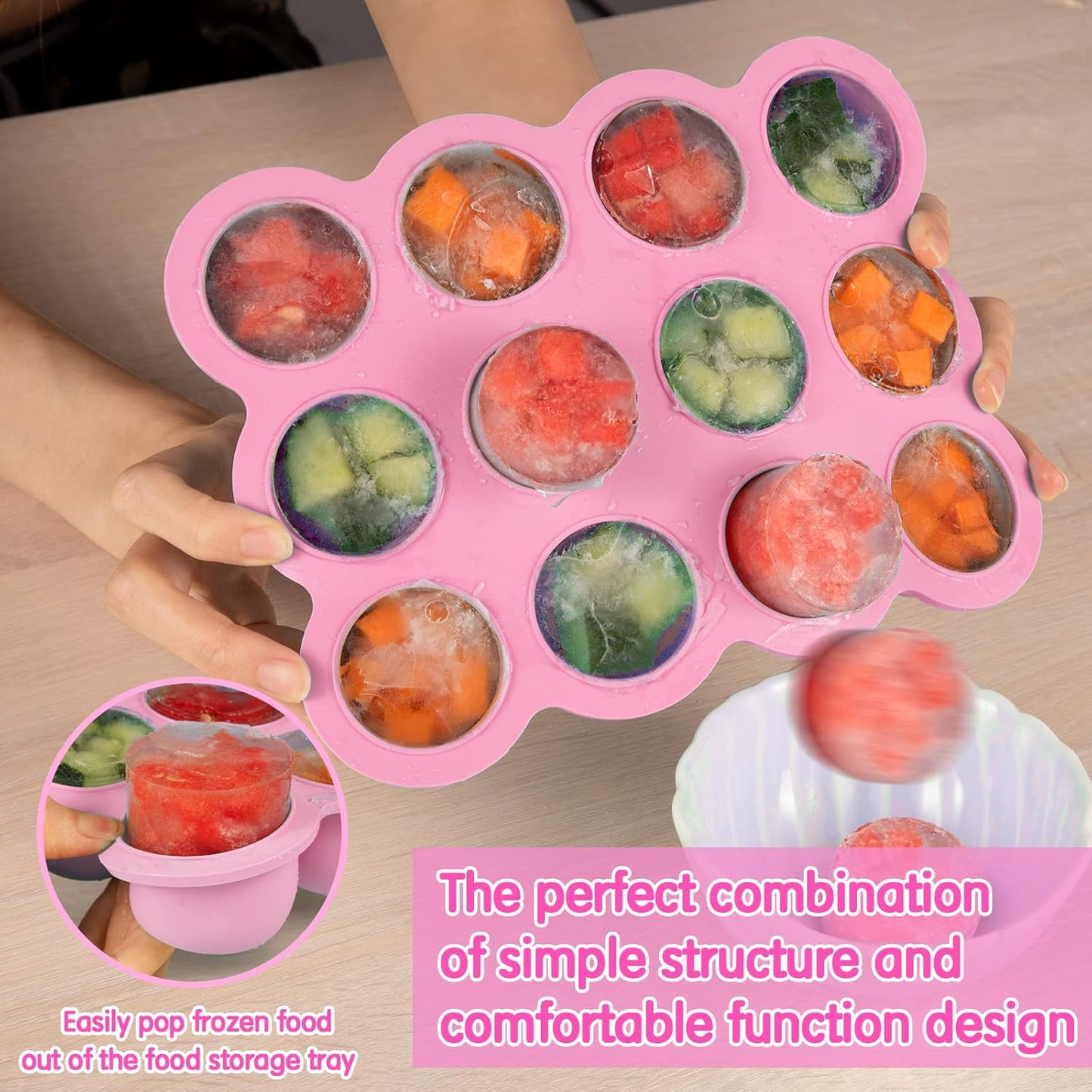 Baby Food Storage - 12 x 1.5 Ounce Silicone Freezer Tray with Lid, Perfect for Homemade Baby Food