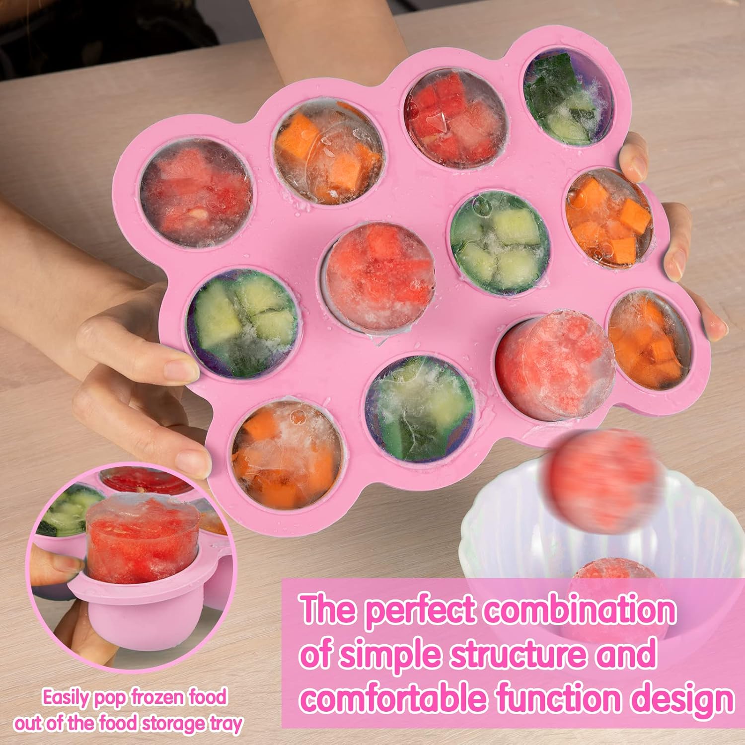 Baby Food Storage - 12 x 1.5 Ounce Silicone Freezer Tray with Lid, Perfect for Homemade Baby Food