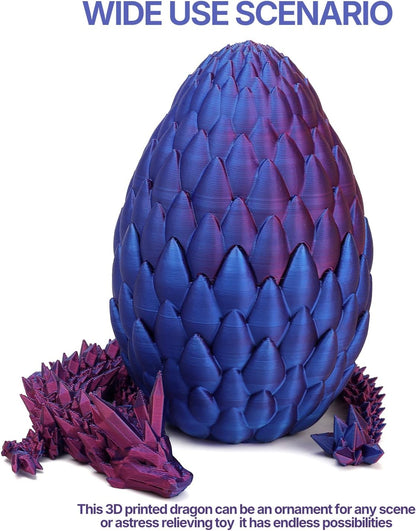 3D Printed Dragon Toy 12" Crystal Dragon Fidget Executive Desk Dragon Egg