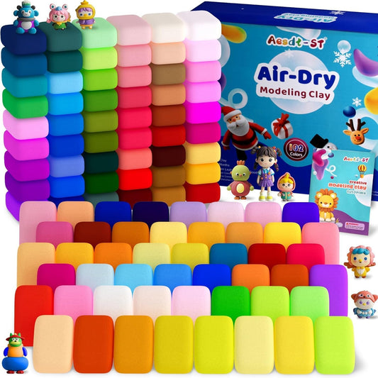 Air Dry Clay 102 Colors, Modeling Clay for Kids, Model Magic Clay, DIY Molding Clay Kit with Sculpting Tools, Soft and Non-Sticky, Arts and Crafts Gift for Boys Girls Kids