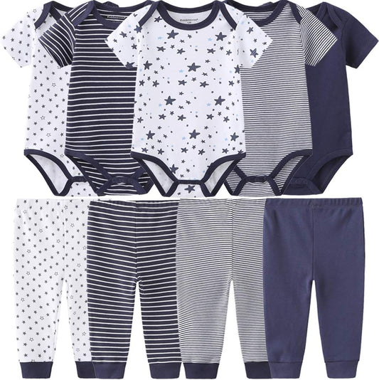 Baby Layette Set Baby Boys' 9-Piece Bodysuits Pants Set Toddler Girl Boy Unisex Baby Gift Sets