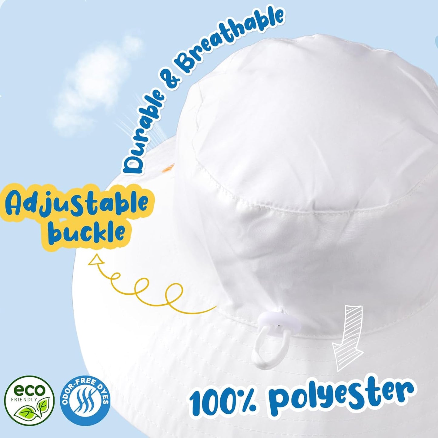 Baby Sun Hat Kids Summer UPF 50+ Toddler Bucket Hat Wide Brim Adjustable Beach Hats for Boys Girls Age 0-6 Years