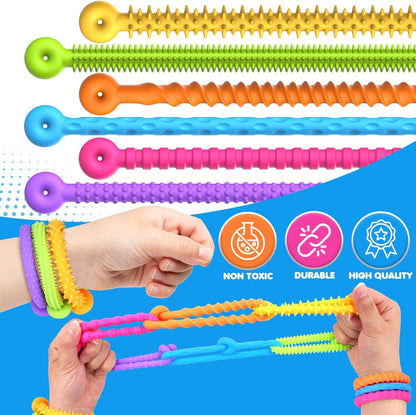 Sensory Toys Fidget Stretchy Strings: Fidget Toys Bracelet for Kids Calming - Adjustable Sensory Bracelet for Autism - Quiet Prizes Box Toys for Classroom 6 Pack