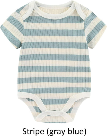 Baby Bodysuit and Pant Set Summer Ribbed Mix Match Infant Boy Girl Clothes Outfits