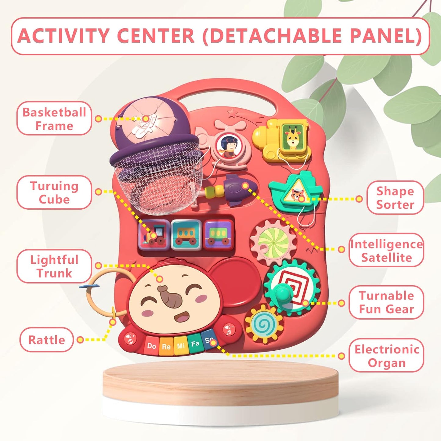 QDRAGON 5 in 1 Walker for Baby Girl, Baby Push Walkers, Assemble as Scooter/Motorbike/Activity Center/Detachable Panel, Walking Toys for Infants 6-12 Months, Red