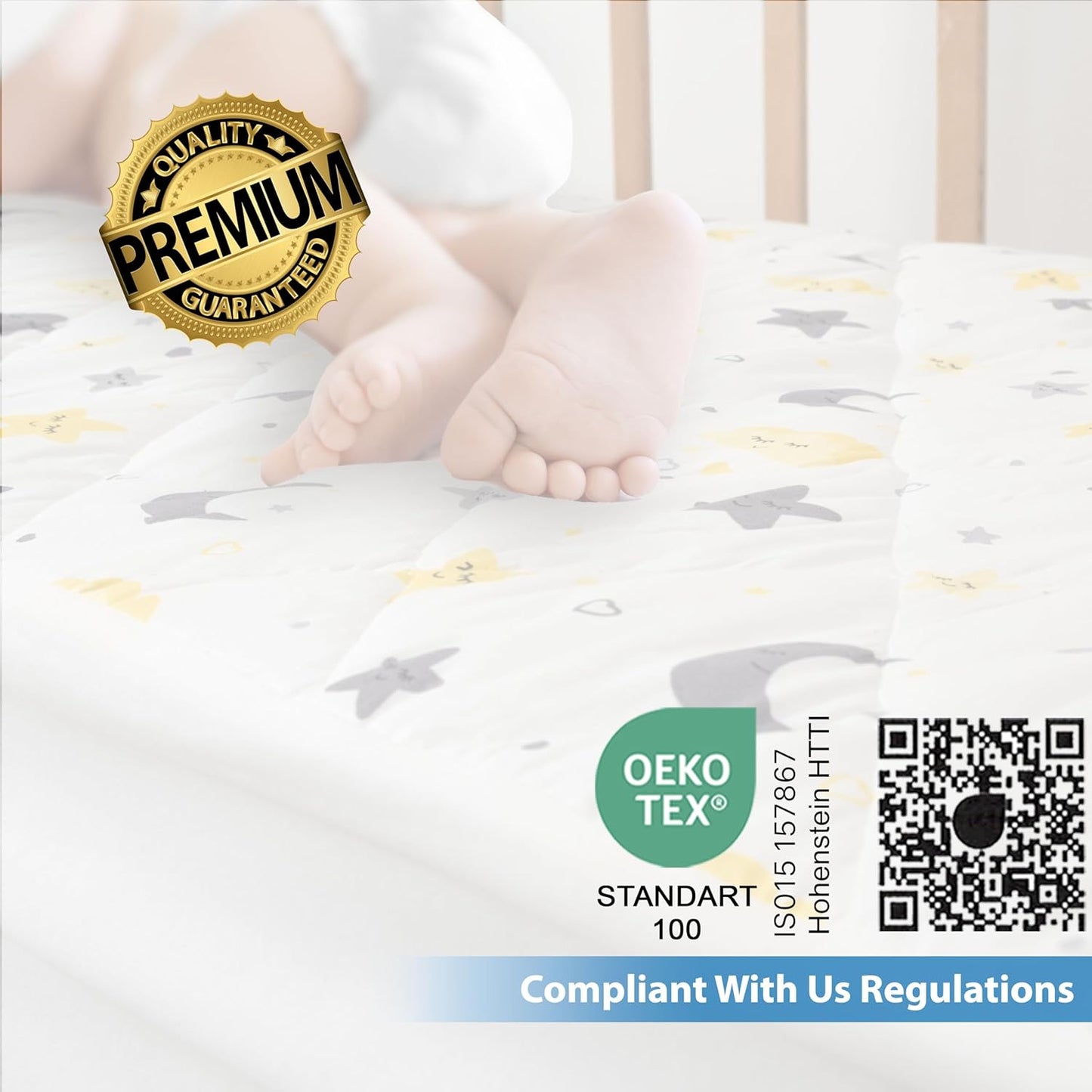 Waterproof Crib Mattress Protector Sheets,%100 Cotton Fabric, Absorbent Crib/Toddler Mattress