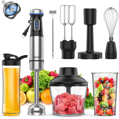 Ganiza 8 in 1 Immersion Blender - 1000W Heavy Duty Motor, 16 Speed Mode Handheld Blender With