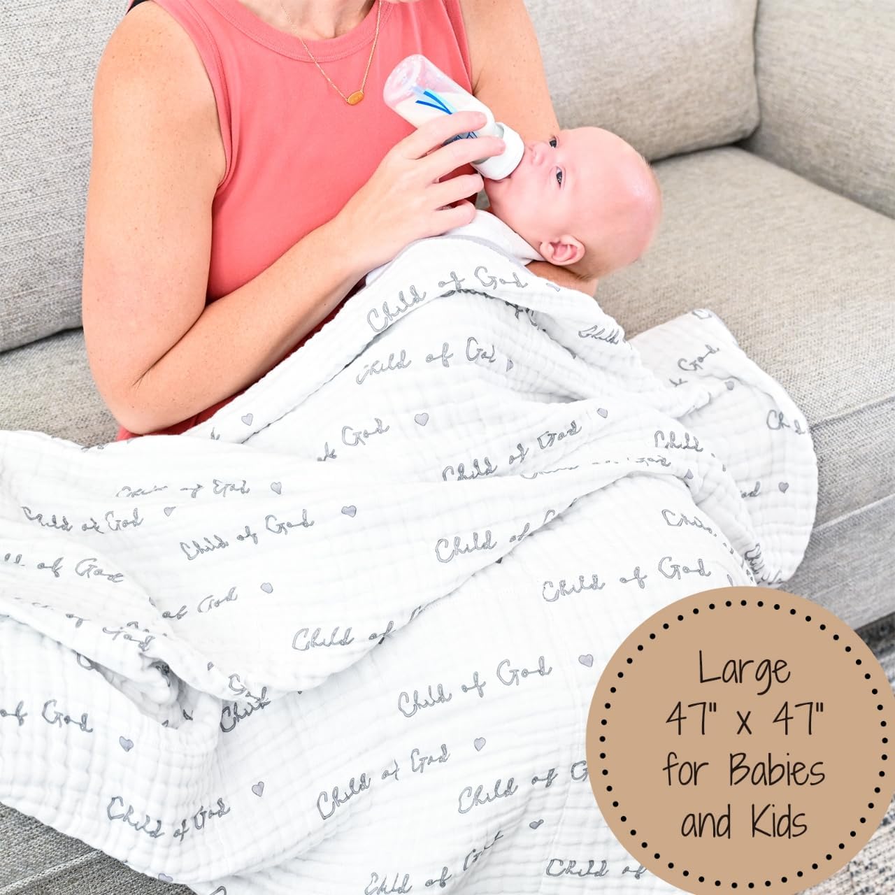 LollyBanks Muslin Baby Blanket 100% Organic Cotton, Muslin Quilt Lightweight, Toddler Blanket for