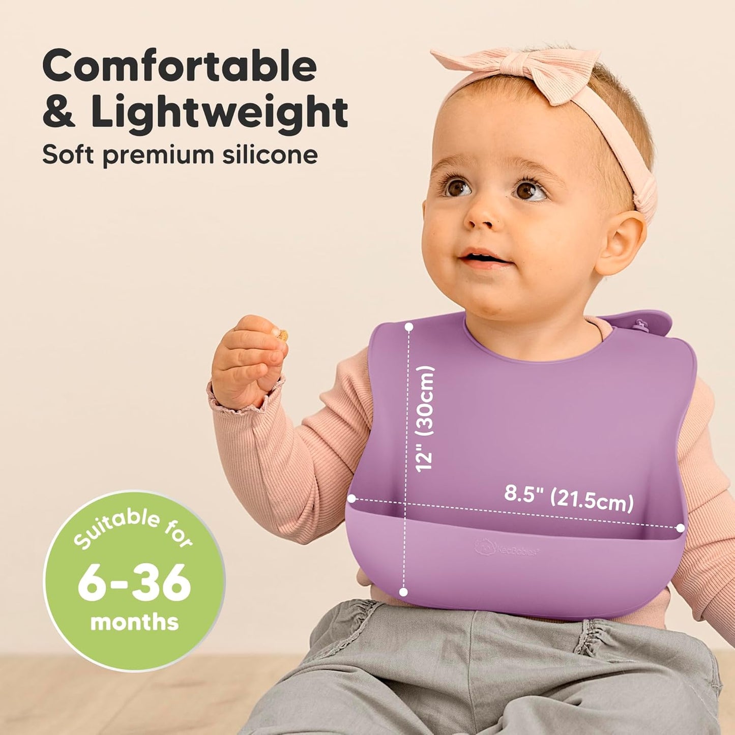 KeaBabies 2-Pack Silicone Baby Bibs for Eating - Sturdy Food-Grade Silicone Bibs for Babies Girl
