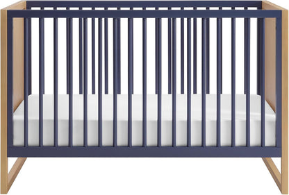 Nurture& The Crib - Baby, Toddler Convertible Crib | Sustainable Non-Toxic Materials | 3 Adjustable Heights - Grows with Your Baby (Modern, Navy)