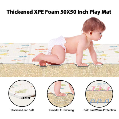 XVISHX Baby Play Mat, 50 x 50 Inch Play Mat Perfect for Use Baby Playpen, Foldable Baby Foam