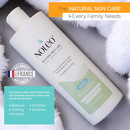 NOLEO Natural Skin Care – Deep Moisturizer for Sensitive Skin | Soothes Redness, Chafing & Irritation | Non-Toxic, EWG Verified, Organic | Face & Body Cream for Adults & Babies – 8oz