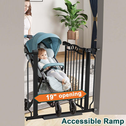 Fairy Baby 62.5"-71.6" Extra Wide Long Pet Dog Gate for The House, Baby Safety Child Gate for Stairs Doorways Garden, Pressure Mounted Toddler Gate, Metal Auto Close Large Pet Gate Walk Thru, Black