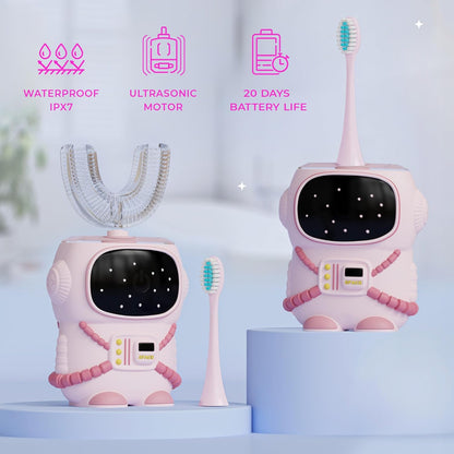 Sensory 360 Round U-Shaped Astronaut Design Mouthguard Electric Toothbrush for Kids Ages 2-7
