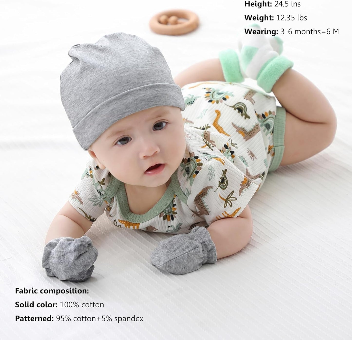 Newborn Baby Short Sleeve Bodysuit Cotton One-Piece Baby Clothes 5-Pack, 0-12 Months