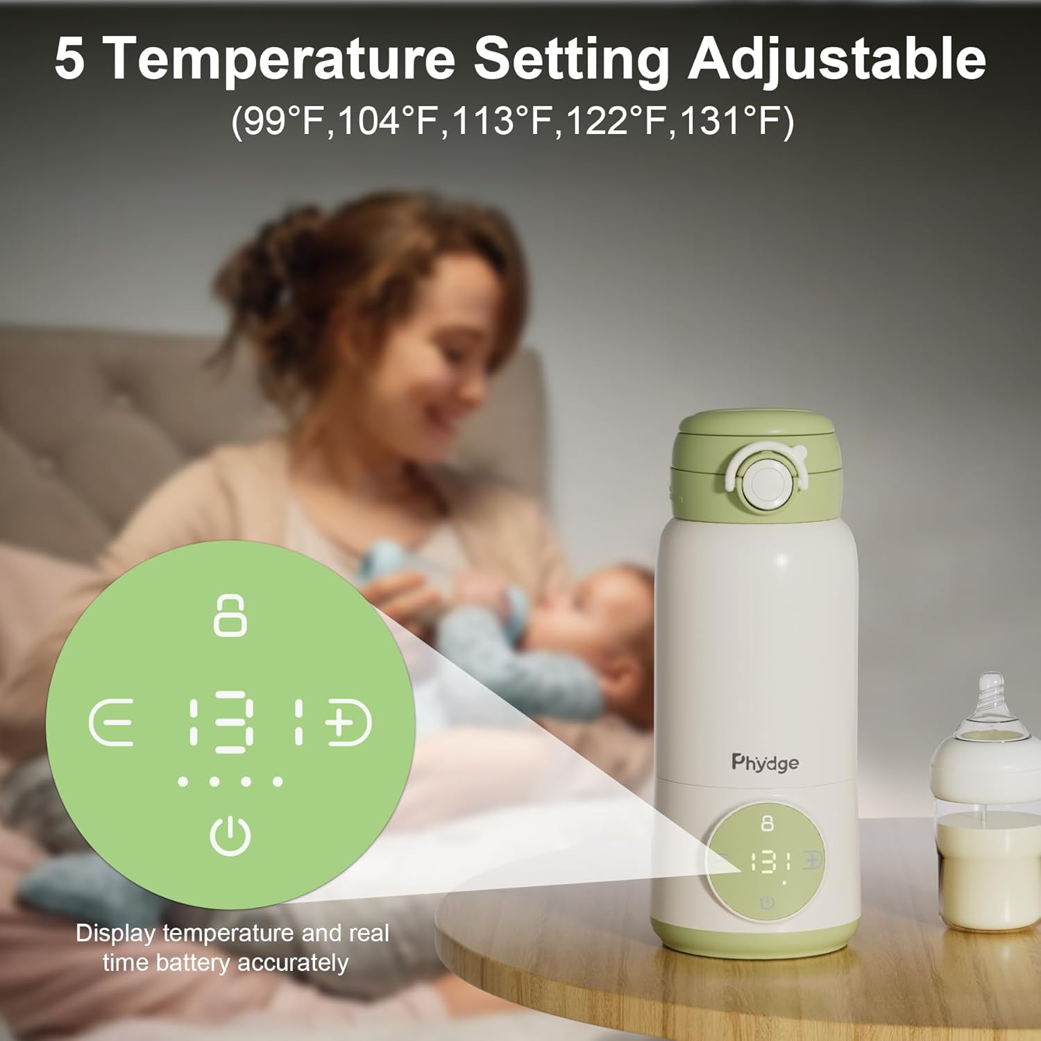 Portable Bottle Warmer for Travel, 15oz Capacity Portable Milk Warmer for Baby, Formula, Breast