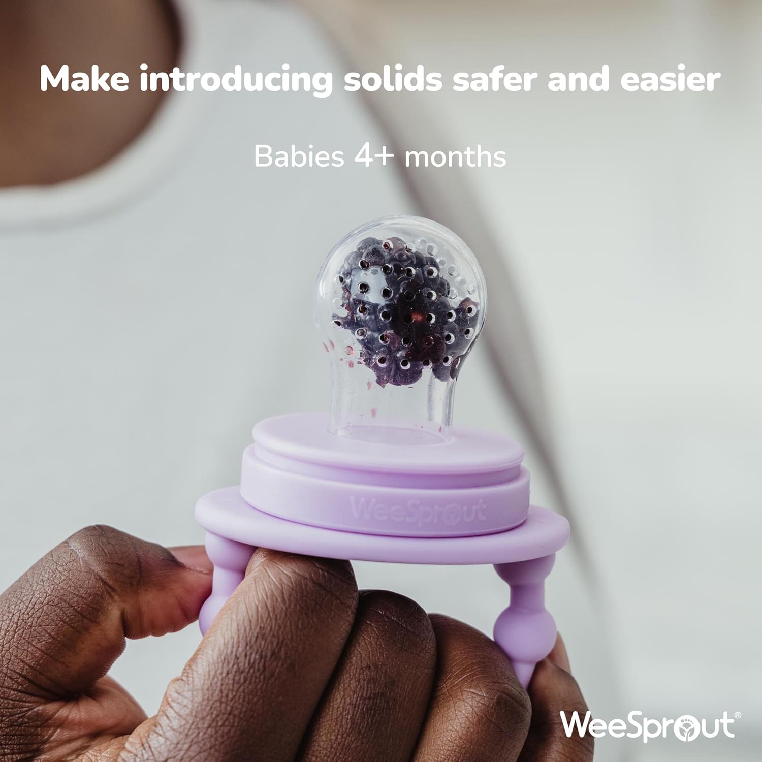 WeeSprout Baby Food Feeder Set - 2 Silicone Feeders & Reusable Freezer Tray with Lid - BPA-Free
