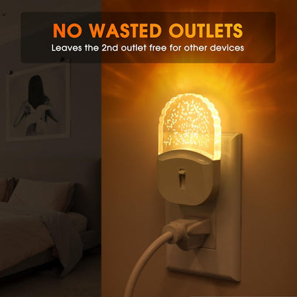Briignite Led Night Light, Night Lights Plug into Wall, Night Light for Kids 2Pack, Amber Yellow Nightlight Plug in, Dimmable with Dusk to Dawn Sensor for Bedroom, Bathroom Stair,Hallway