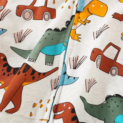 Toddler Boys Full Zip Dinosaur Hoodies Comfortable Sweatshirt