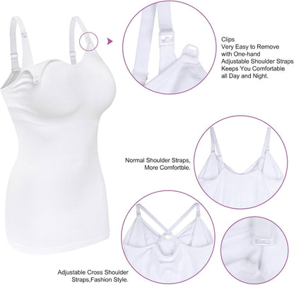 Womens Maternity Nursing Tank Cami for Breastfeeding with Adjustable Straps