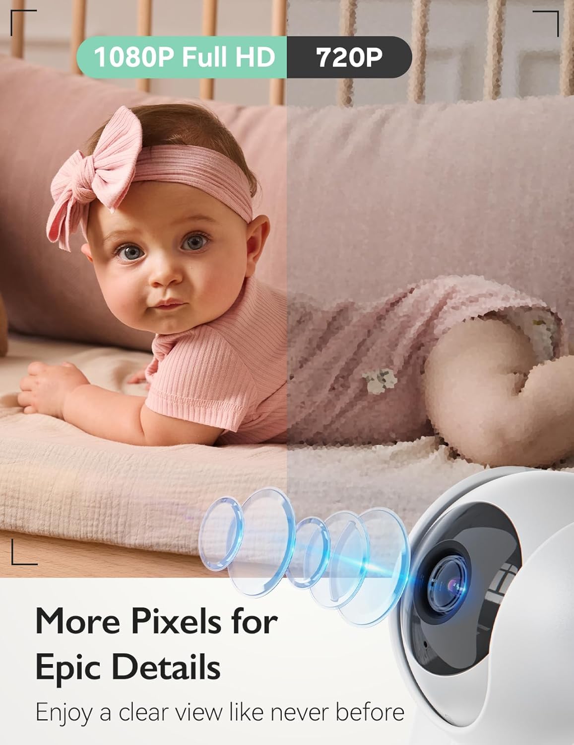 Momcozy Baby Monitor with 2 Cameras 5.5" 1080P Full HD Split Screen Video Baby Monitor with Camera and Audio, No WiFi 5000mAh Battery, ECO, VOX, Clear Night Vision 1640ft Range (SD Card not Included)