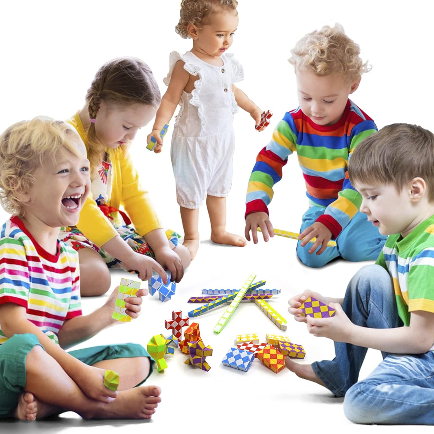 24 Pack 24 Blocks Mini Fidget Snake Cube Mini Twist Puzzle Cubes Magic Speed Cubes Toy for Kids