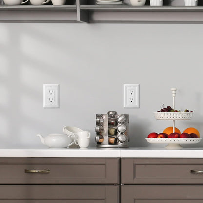 DEWENWILS Decorator Wall plates, White Finish Outlet Covers, Metal Face Plates for Electrical Outlets, GFCI, Dimmer Switch, 4-Pack