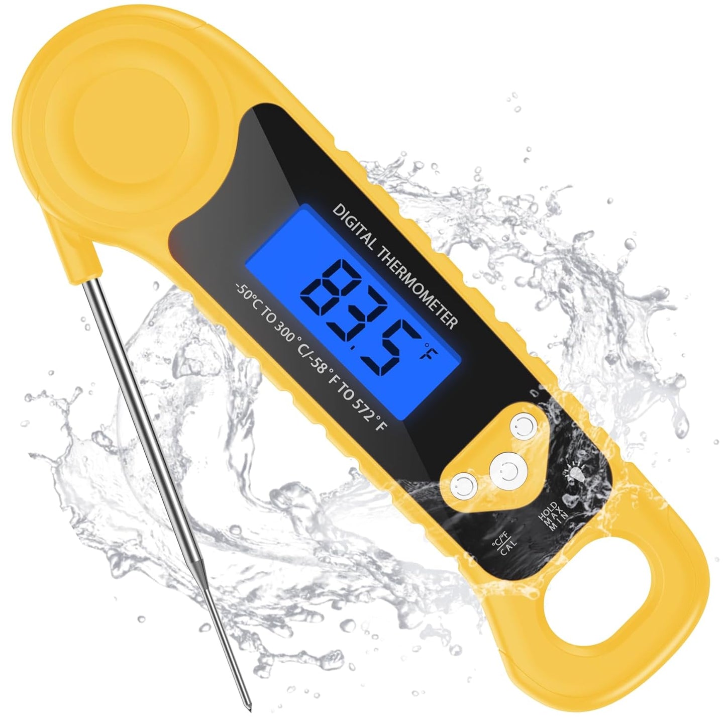 Meat Thermometer Digital, Instant Read Food Thermometer Waterproof with Backlight for Cooking, Deep