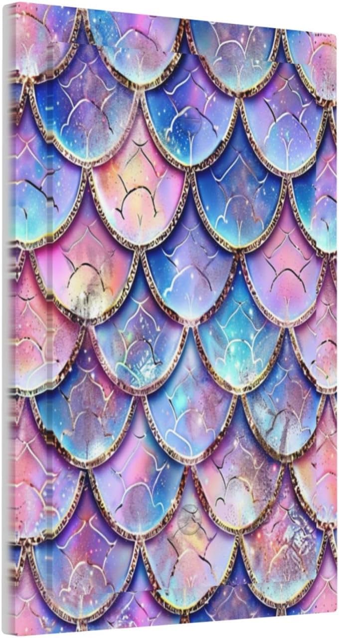 Decorative Switch Covers Plate Cute Pink Purple Mermaid Scales 1 Gang No Device Single Blank Outlet Covers Wall Plate Cover Light Switch Plate Electrical Faceplate for Bedroom Home Decor