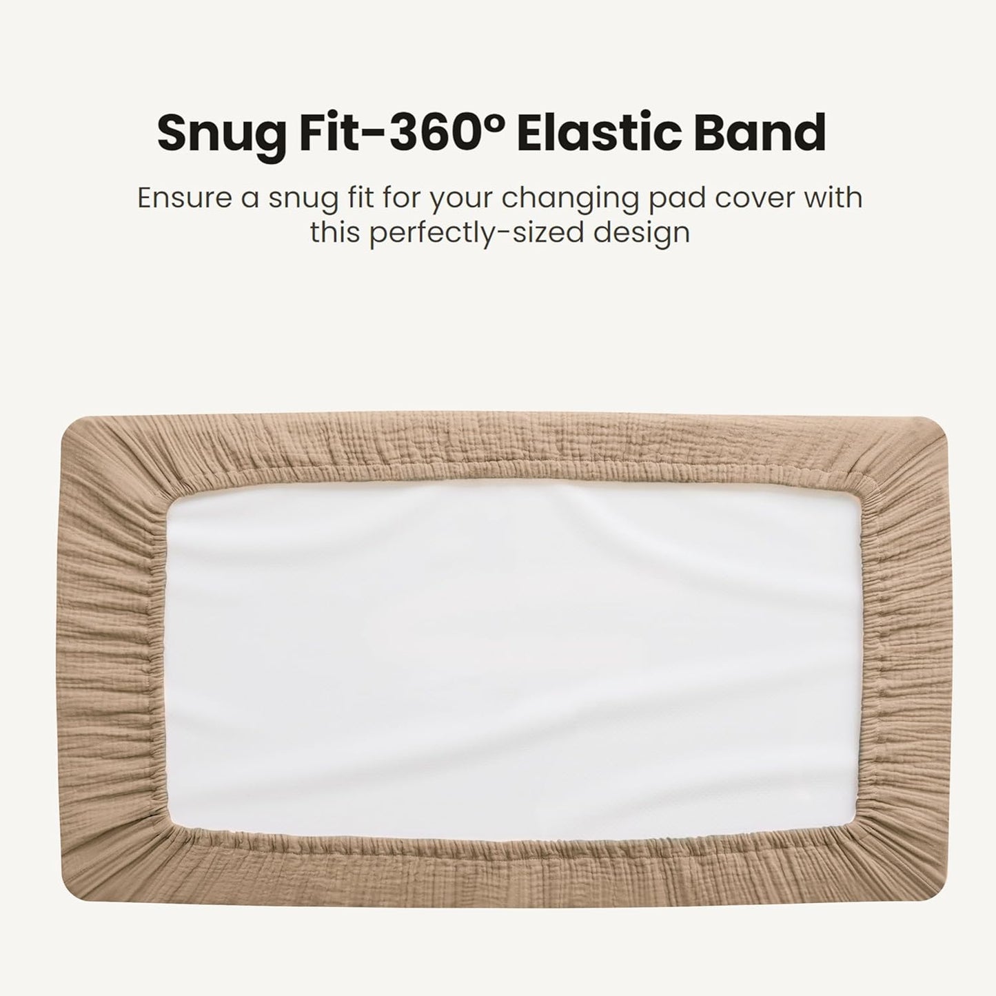 Konssy Waterproof Muslin Changing Pad Cover 2 Pack, Quilted Cotton Fitted Diaper Chang Table Cover, Soft Changing Pad Sheets for Girls Boys (Camel,Sun)