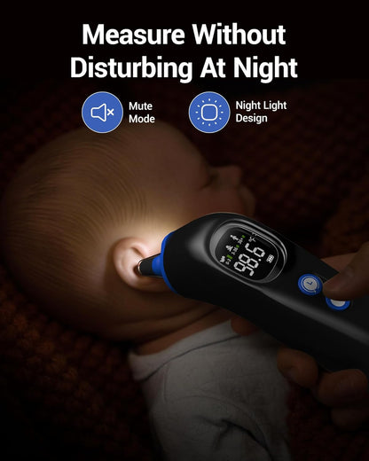 Ear Thermometer with Heated Probe, High Accuracy Thermometer for Kids, Adults and Babies with 32