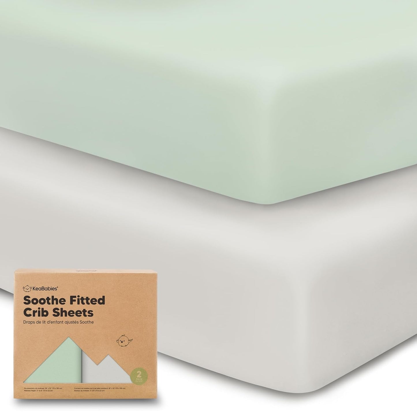 KeaBabies 2-Pack Organic Crib Sheets for Boys, Girls - 52x28 Fitted Crib Mattress Sheet Neutral