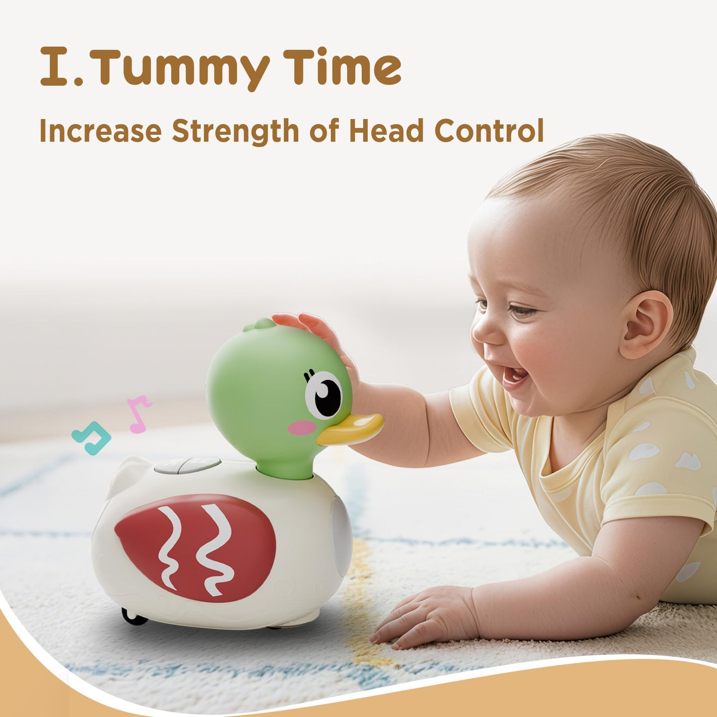 iPlay, iLearn Baby Musical Duck Toy, Tummy Time Crawling Toy for 6-12 Month
