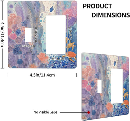 Turtle Coral Fish Watercolor Colorful Underwater World Outlet Covers 1 Toggle 1 Rocker Combination Decorative Wall Plate Electrical Switch Plates Light Switch Cover Plate for Kids Room Home Decor