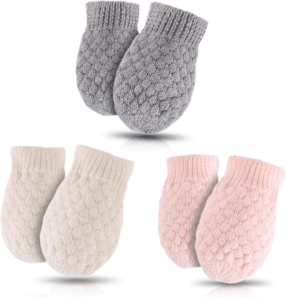 Baby Knit Mittens Toddler Boys Girls Gloves Winter Infant Newborn No Scratch Mitten 0-3 Years