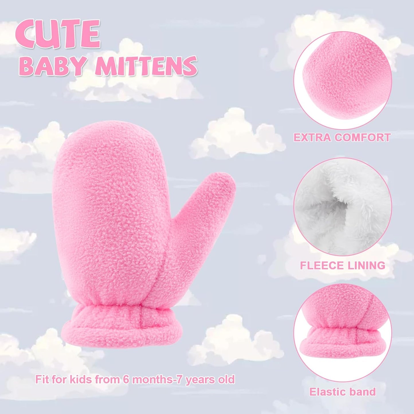 BAVST Baby Toddler Winter Mittens Girls Warm Fleece Lined Gloves Kids Sherpa Lined Mittens for Boys