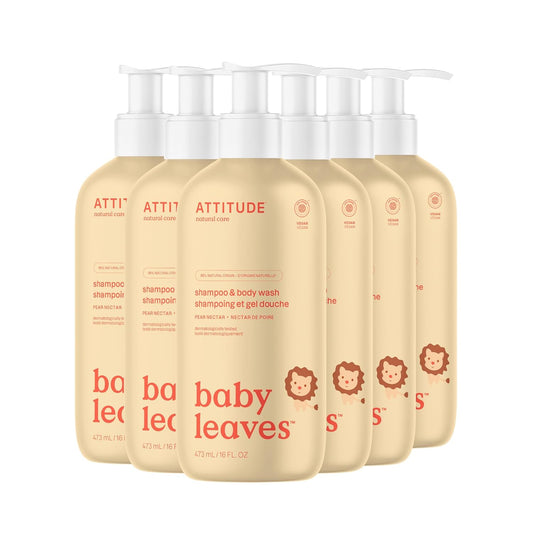 ATTITUDE 2-in-1 Shampoo and Body Wash for Baby, EWG Verified, Dermatologically Tested, Made with