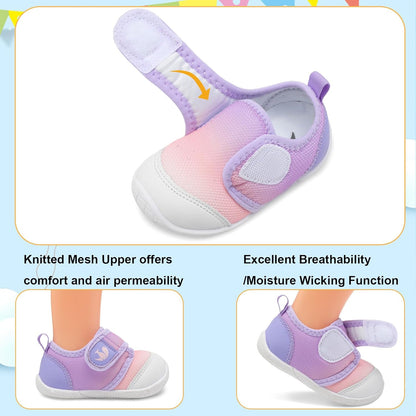 FEETCITY Baby First Walking Shoes Boys Girls Infant Sneakers Crib Shoes Breathable Lightweight Slip On Shoes