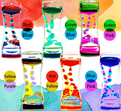 Liquid Motion Bubbler Timer Pack of 6 Great Desktop Colorful Hourglass Liquid Bubbler Sensory Anxiety Toys Autism ADHD Fidget Toys Activity Calm Relaxing Toys