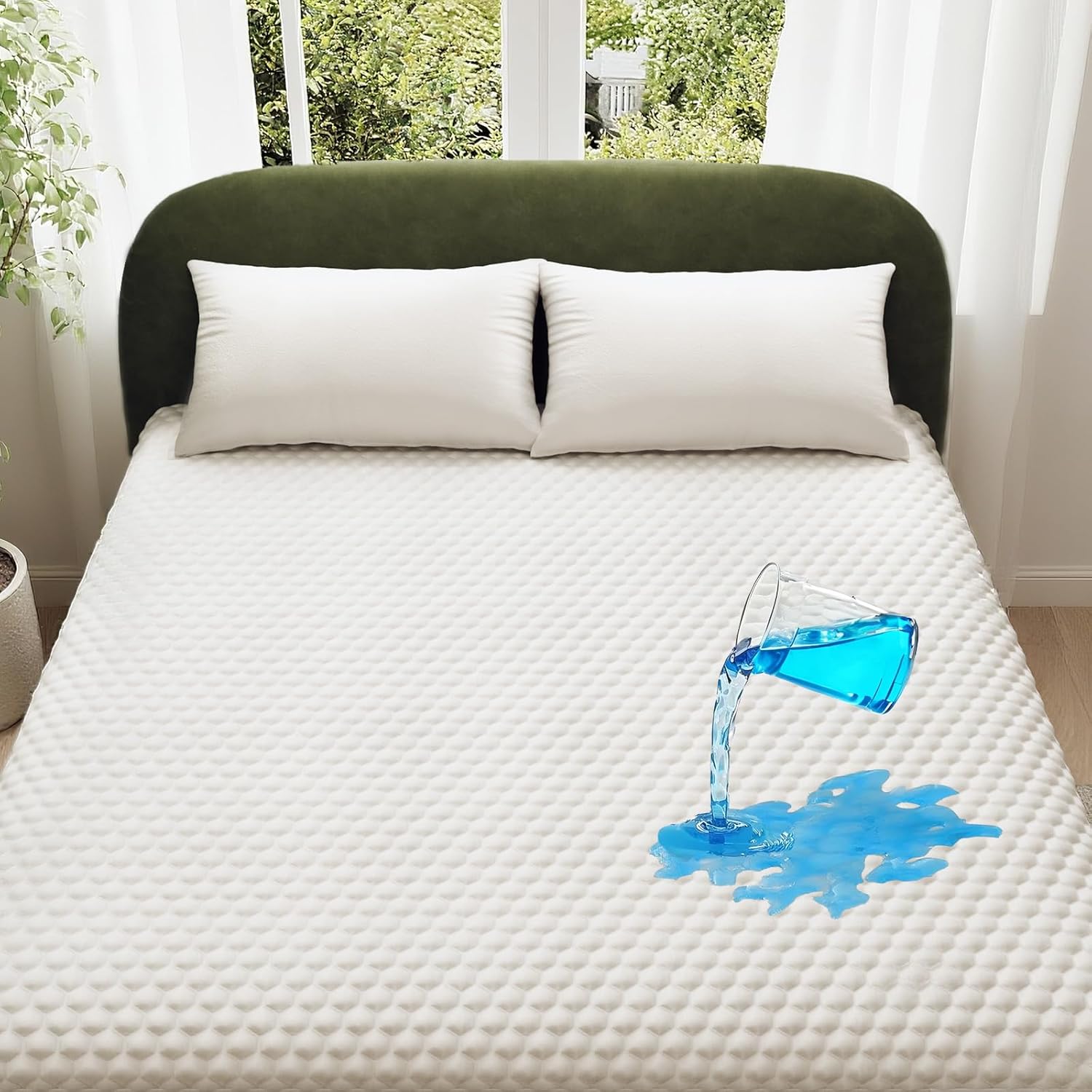 OhGeni 100% Waterproof Mattress Protector, California King Size Mattress Pad, Fits 6"-20"